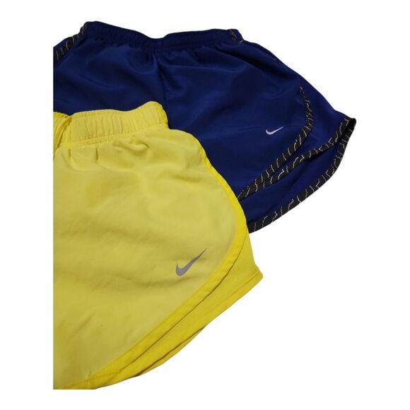 NIKE Bundle 2 DRi-Fit Neon Yellow & Blue Shorts Size XS Activewear Sporty Lined - Picture 2 of 8